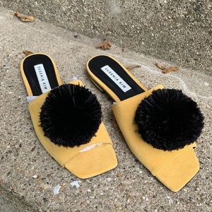 Eugenia Kim Poppy Suede Pom Pom Slides Designer